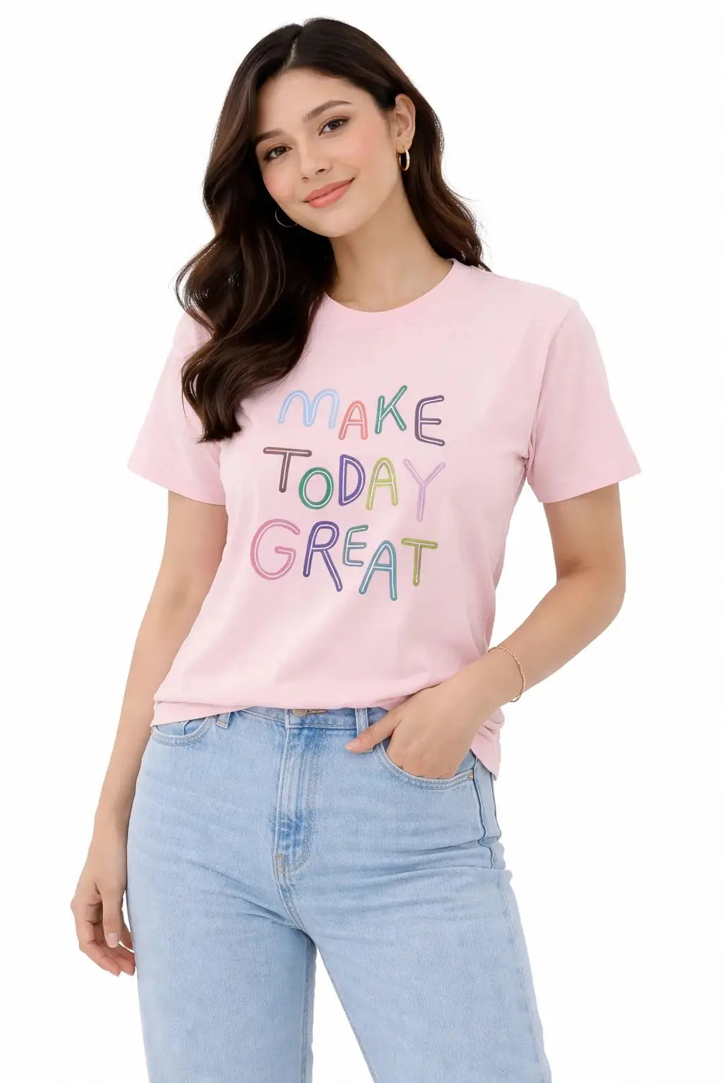 Women's Graphic T-Shirt MAKE TODAY GREAT for Effortless Everyday Style - ASTRON
