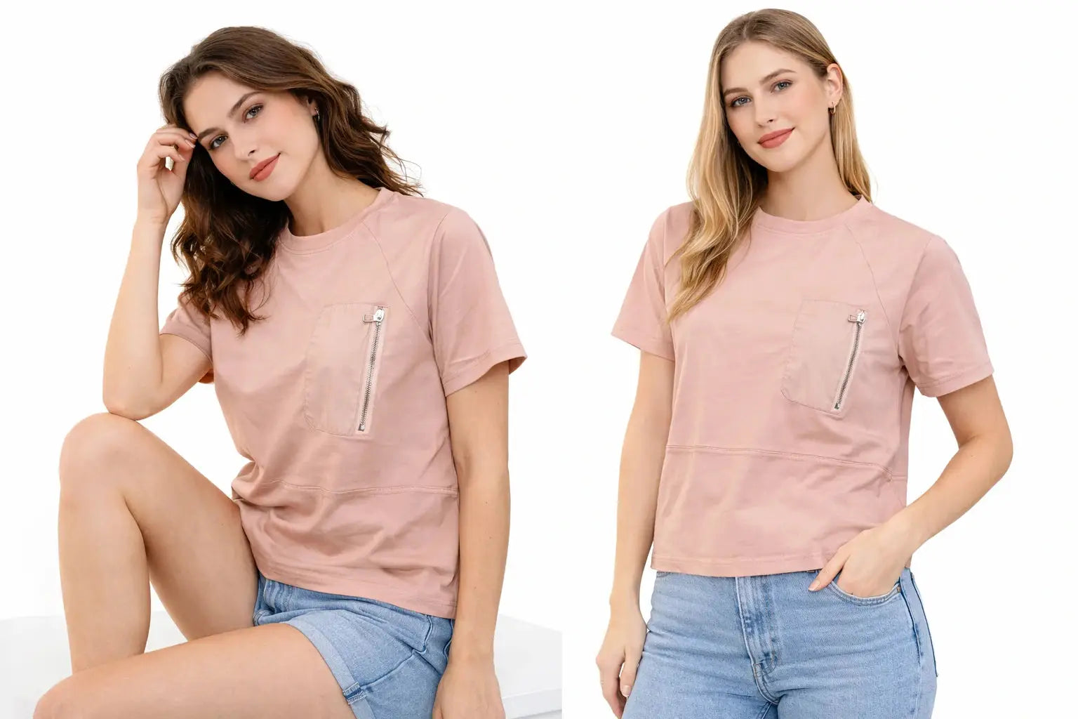 Women’s Box Fit Contrast Pocket Top with Zip Detail - ASTRON