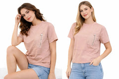 Women’s Box Fit Contrast Pocket Top with Zip Detail - ASTRON