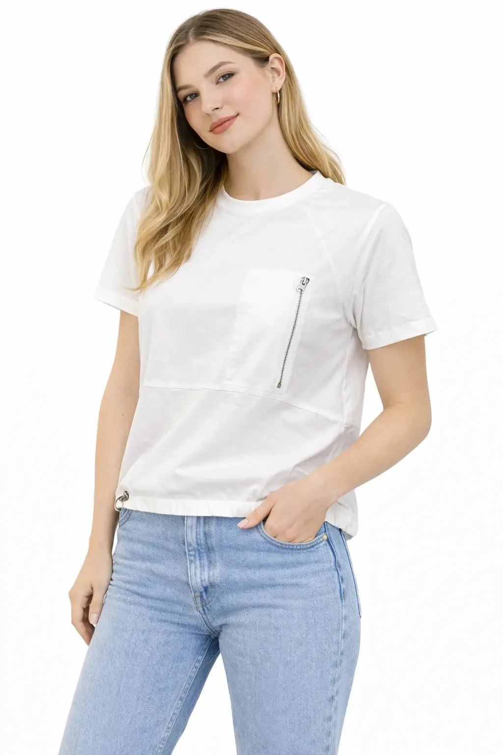Women’s Box Fit Contrast Pocket Top with Zip Detail - ASTRON