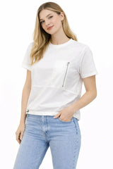 Women’s Box Fit Contrast Pocket Top with Zip Detail - ASTRON
