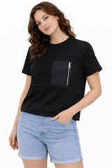 Women’s Box Fit Contrast Pocket Top with Zip Detail - ASTRON