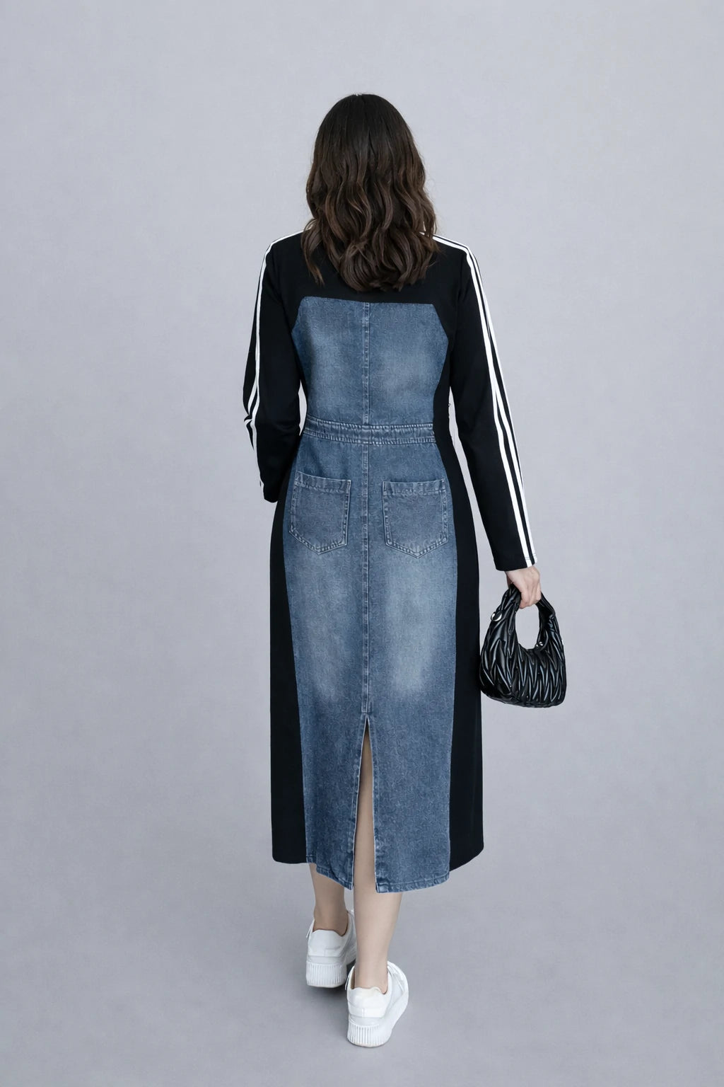 Women’s Denim Paneled Midi Dress