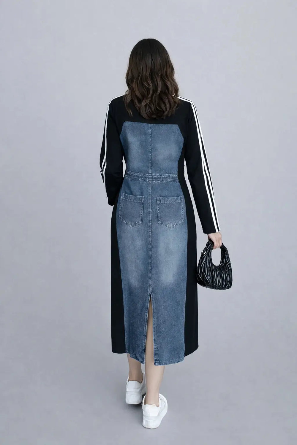 Women’s Denim Paneled Midi Dress - ASTRON