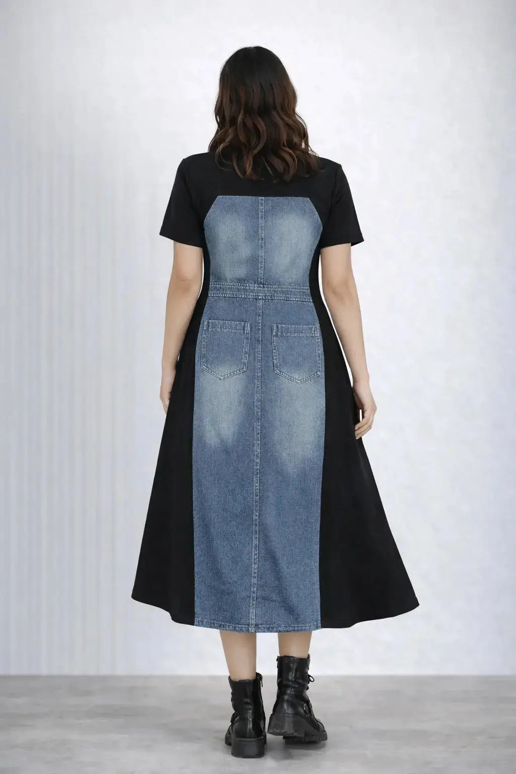 Women’s Denim Panel Midi Dress - ASTRON