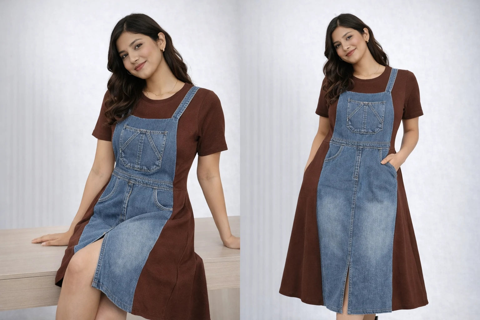 Women’s Denim Front Panel A-Line Dress
