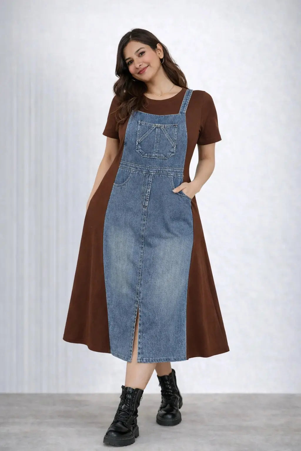 Women’s Denim Front Panel A-Line Dress - ASTRON