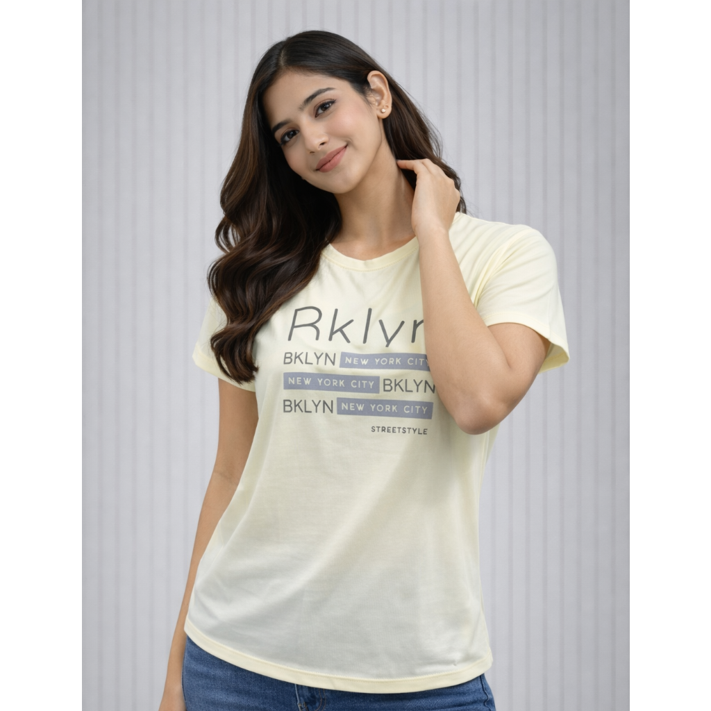 Women’s Light Yellow “BKLYN” Graphic T-Shirt