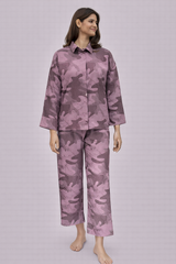 Women’s Pink Camouflage Printed Night Suit Set
