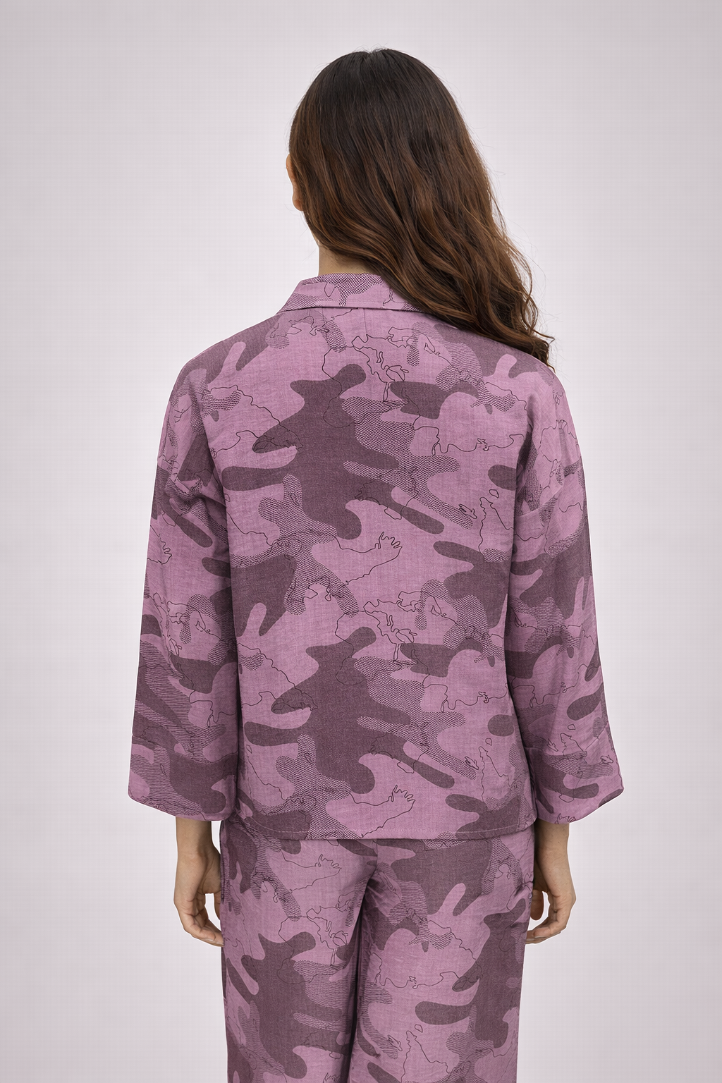 Women’s Pink Camouflage Printed Night Suit Set