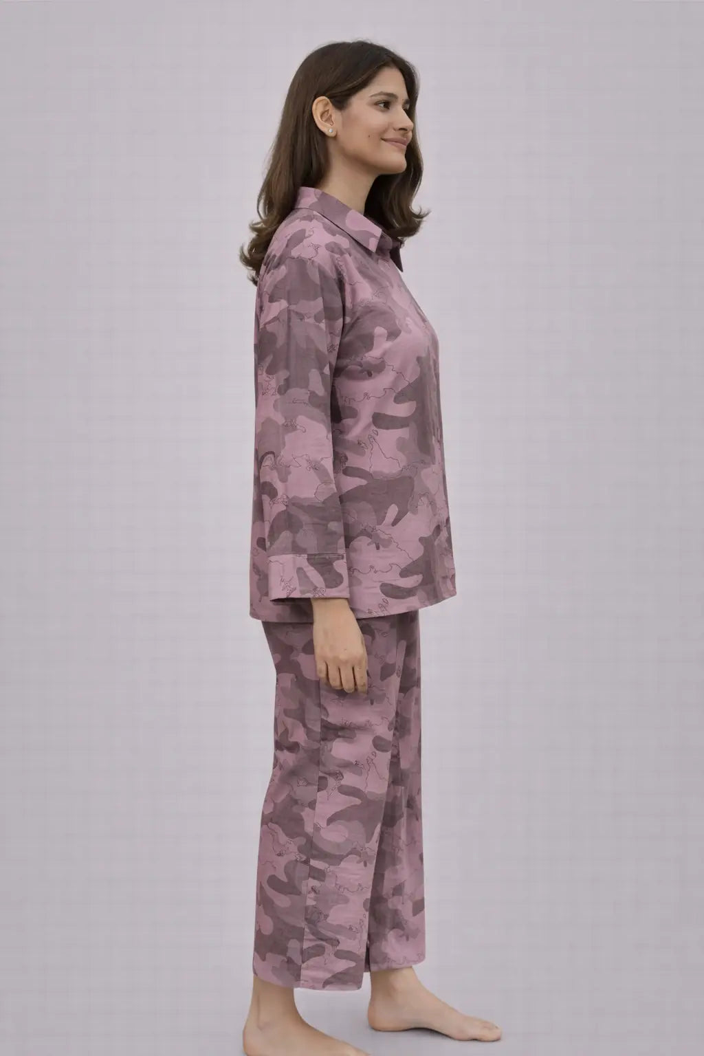 Women’s Pink Camouflage Printed Night Suit Set - ASTRON
