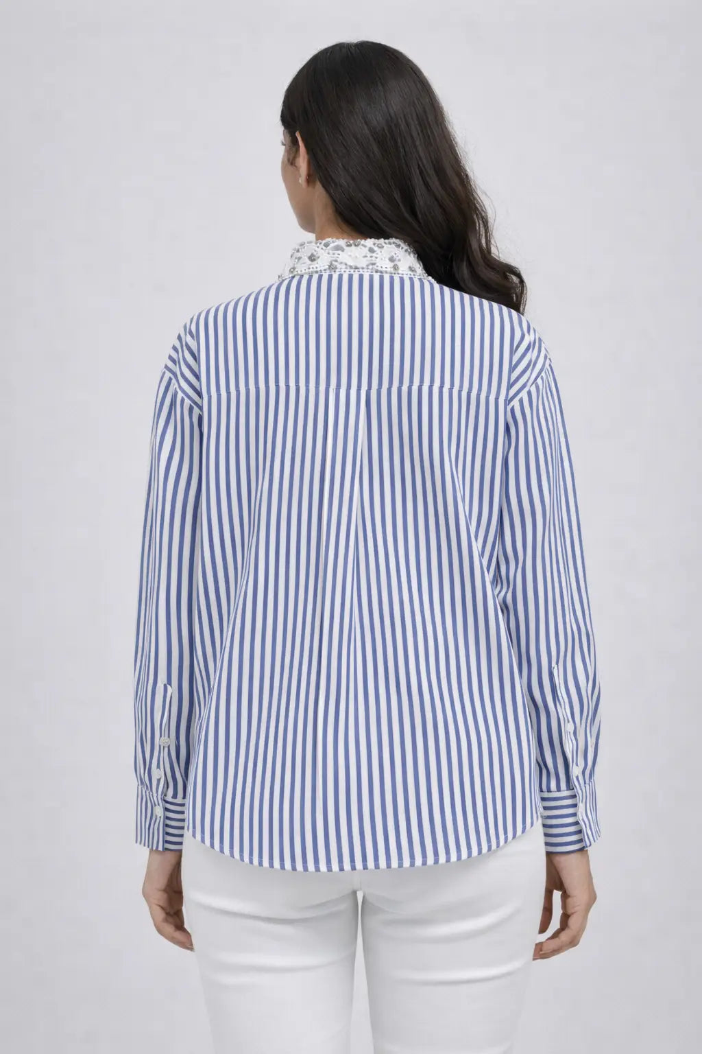 Women's Embellished Striped Shirt for Effortless Style and Chic Fashion - ASTRON