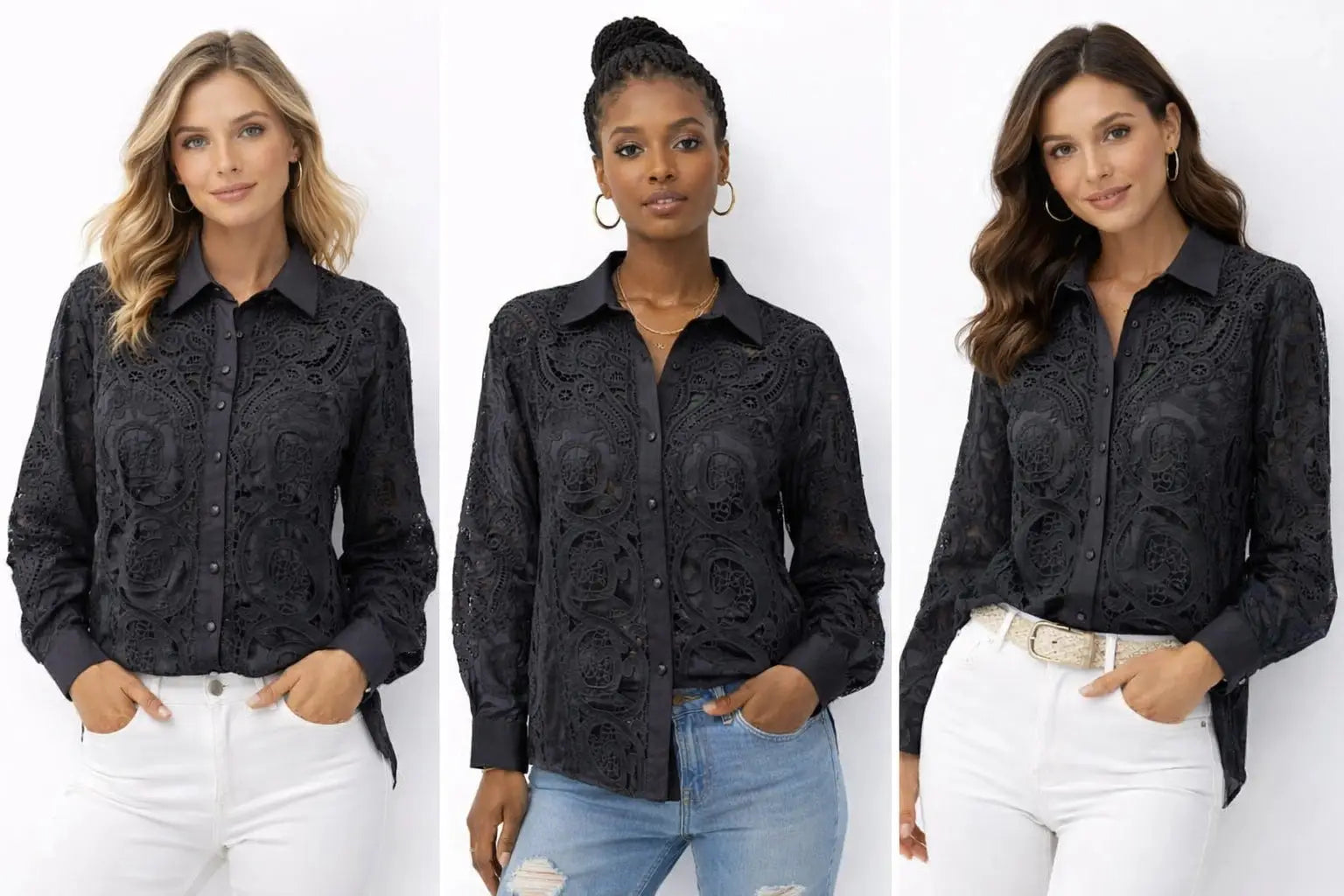 Women's Lace Shirt - Elegant Button-Down Style for Every Occasion - ASTRON