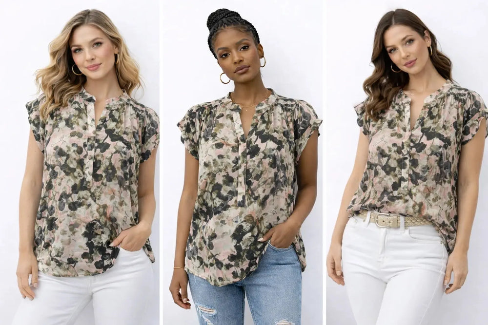 Women’s Printed Top - Stylish Short Sleeve Design for Every Occasion - ASTRON