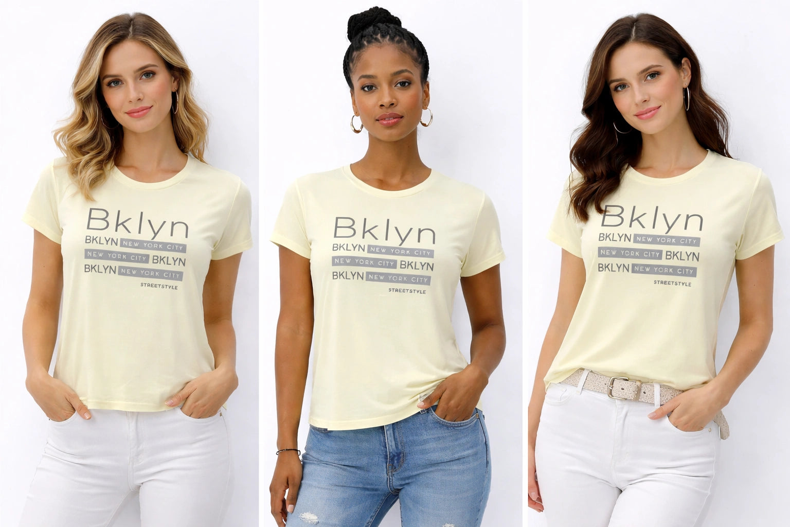 Women’s Light Yellow “BKLYN” Graphic T-Shirt