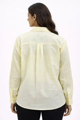 Women’s Yellow Lace-Embroidered Full-Sleeve Shirt - ASTRON