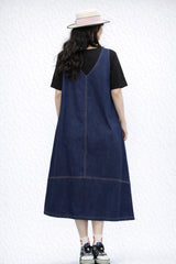 Women’s Sleeveless Denim A-Line Button-Down Dress