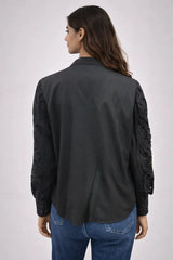 Women’s Black Lace Full-Sleeve Shirt - ASTRON