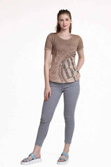Astron – Printed Round Neck Cotton T-Shirt for Women