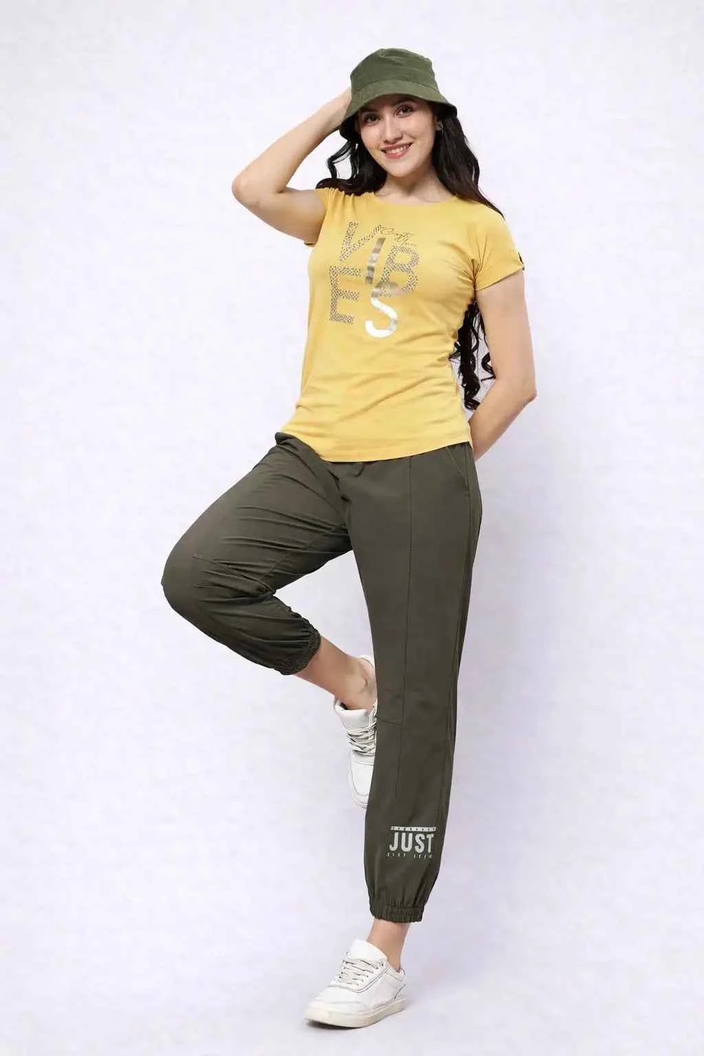 Astron – Women’s Half Sleeves Comfort Fit Mustard Color Cotton T-Shirt
