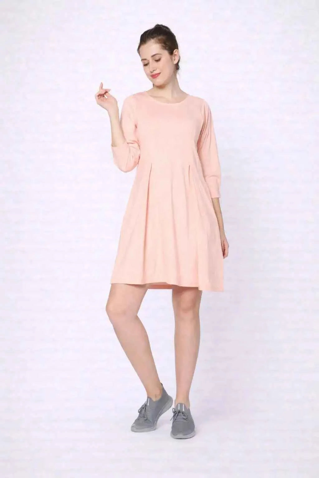 Round Neck knee length Dress