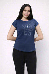 Astron – Women’s Half Sleeves Comfort Fit Blue Color Cotton T-Shirt