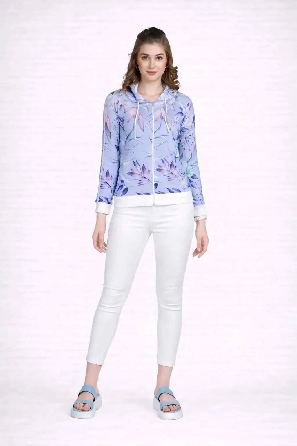 Floral Print Women's Full Sleeve Zip-through Hoodie