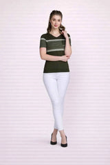 Astron – V-Neck Half Sleeves Cotton T-Shirt for Women