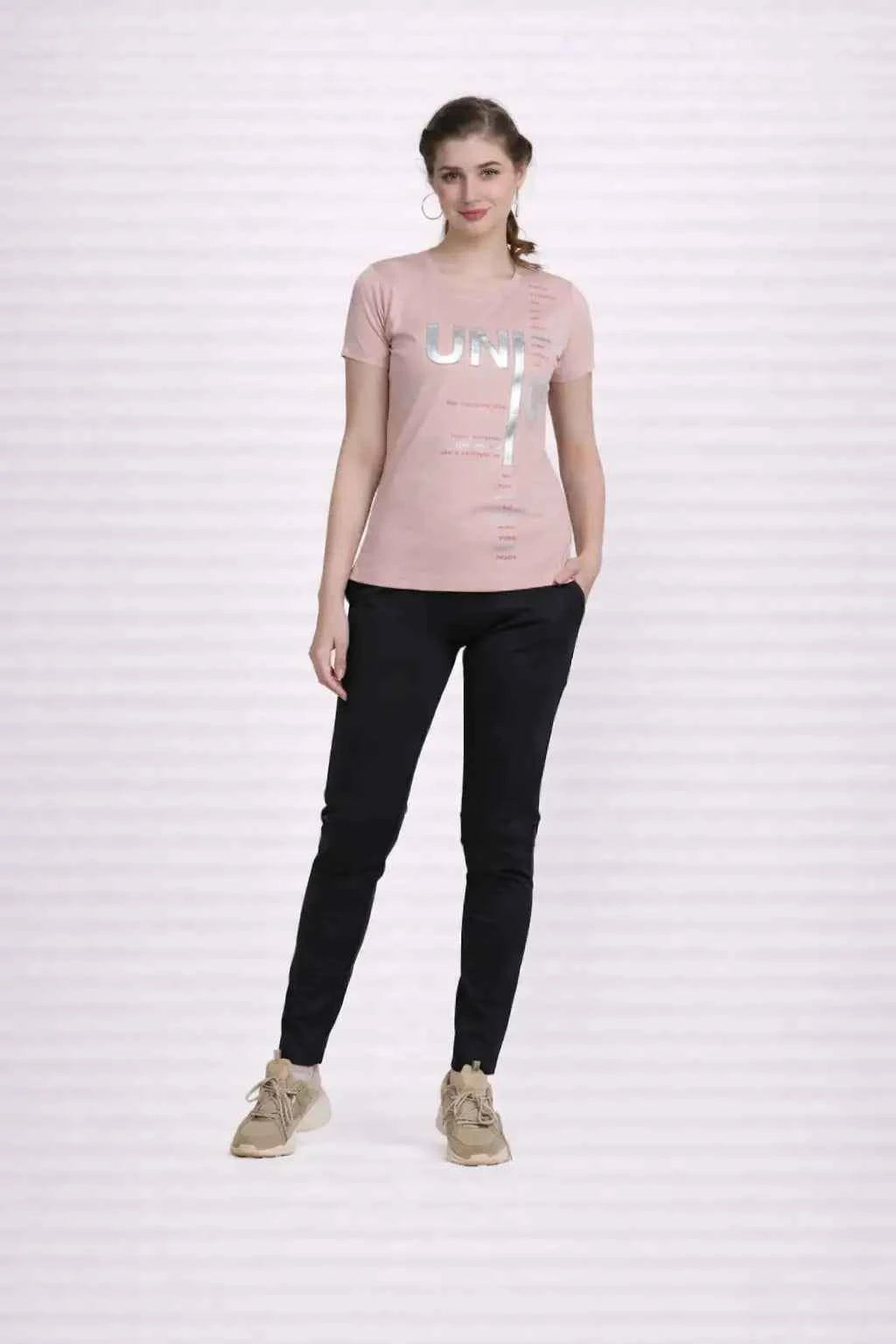 Ladies Typography Print Half Sleeve T-shirt