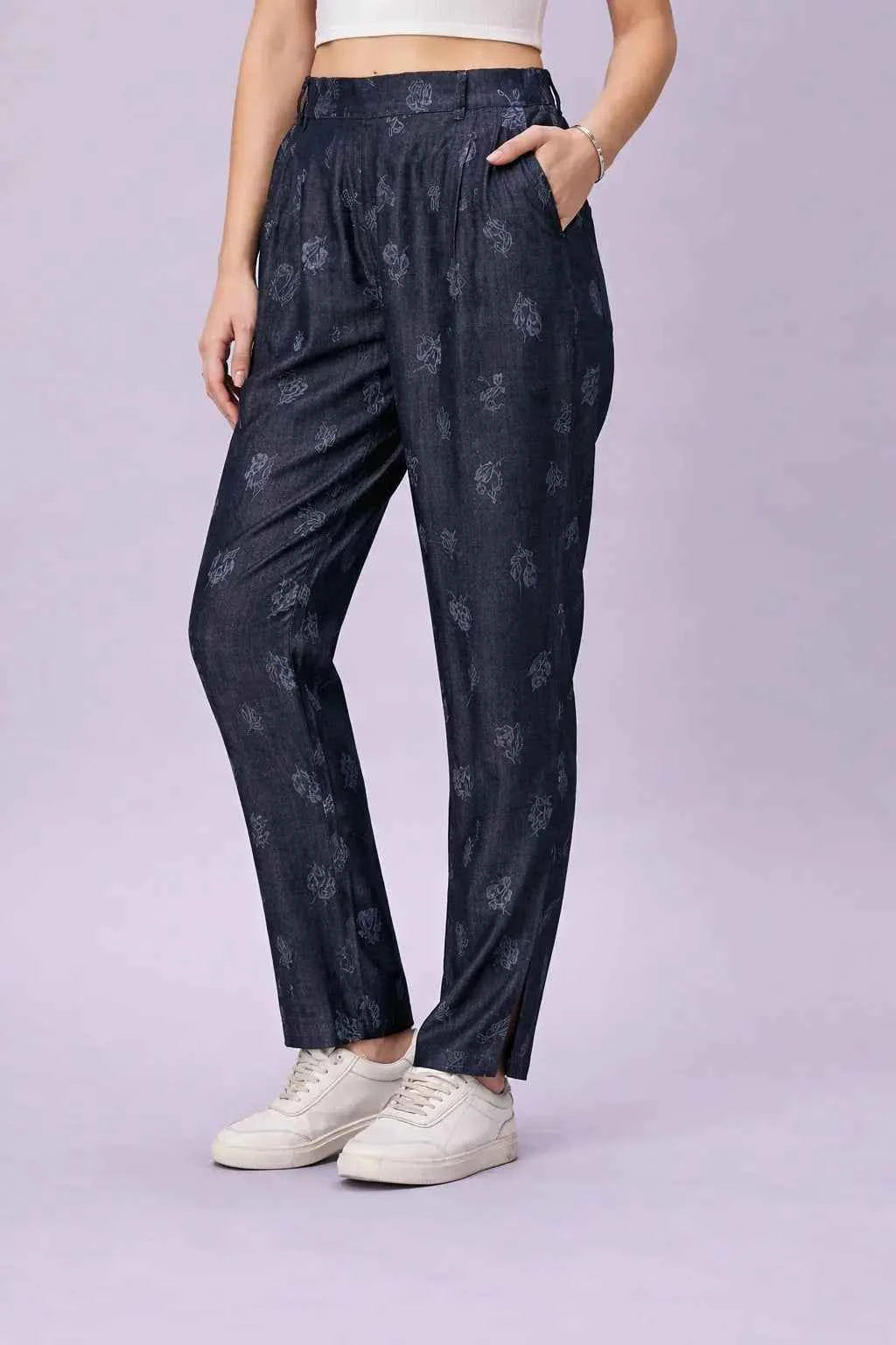 Astron – Printed Korean Fit Silky Denim Jeans for Women