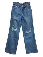 Astron Women’s Streetwear Medium Wash High-Rise Distressed Jeans – Relaxed & Wide-Leg