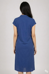 Women’s Blue Button-Down Casual Midi Dress