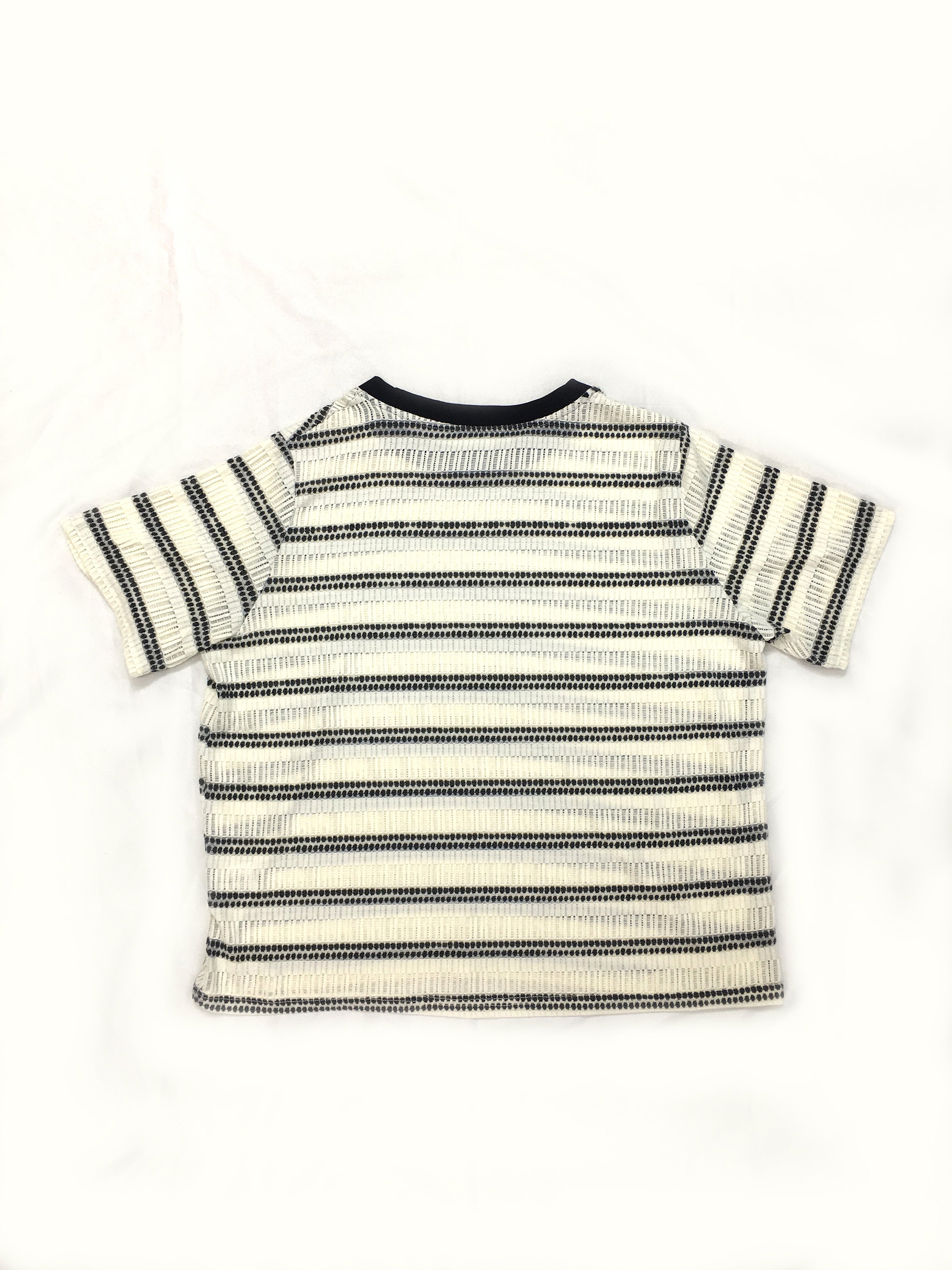 Astron - Striped Knit T-Shirt With Ribbed Crew Neckline