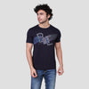 Dark Black & Navy Blue Typography Printed Men T-shirt - ASTRON