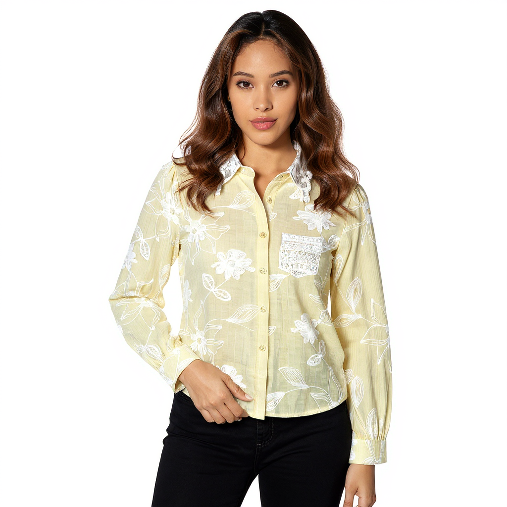 Astron- Elegant Lace Collar Comfort Fit Shirt For Women