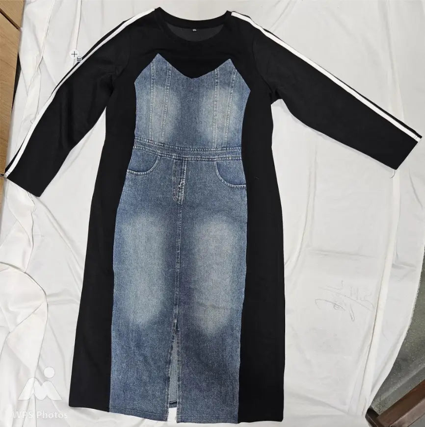 Women’s Denim Paneled Midi Dress - ASTRON
