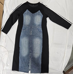 Women’s Denim Paneled Midi Dress - ASTRON