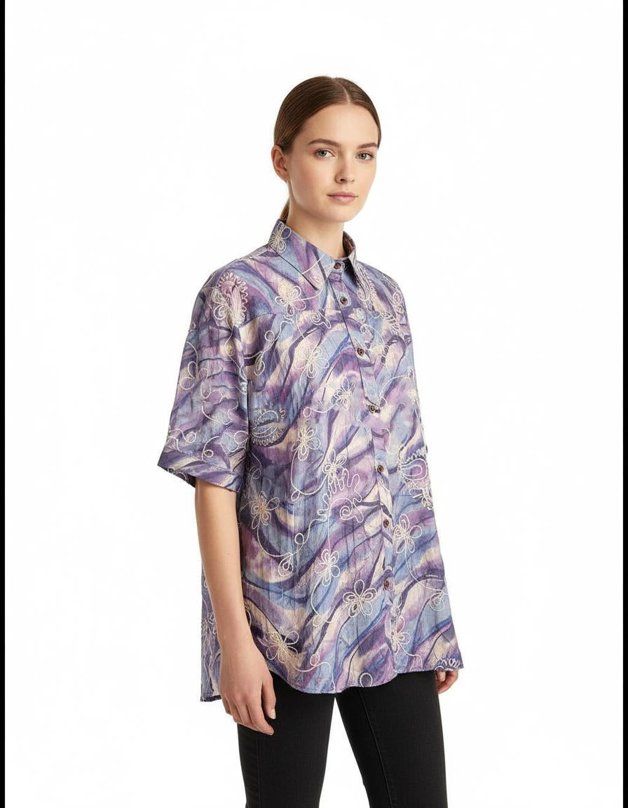 Astron – Abstract Swirl Print Shirt For Women