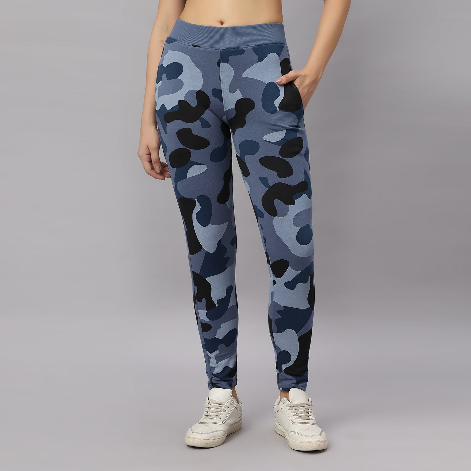 Camouflage Printed Cotton Four Way Stretched Women Track Pant.