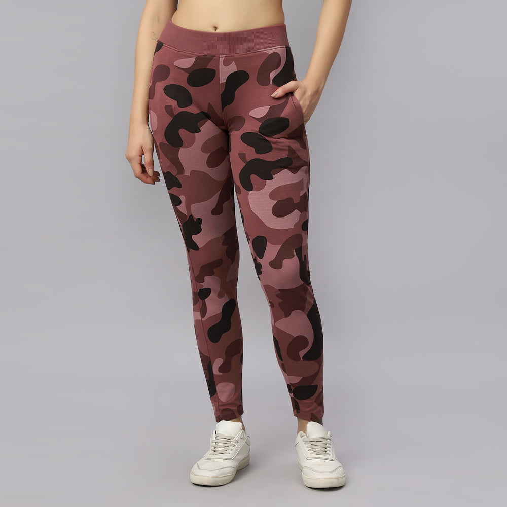Camouflage Printed Cotton Four Way Stretched Women Track Pant.