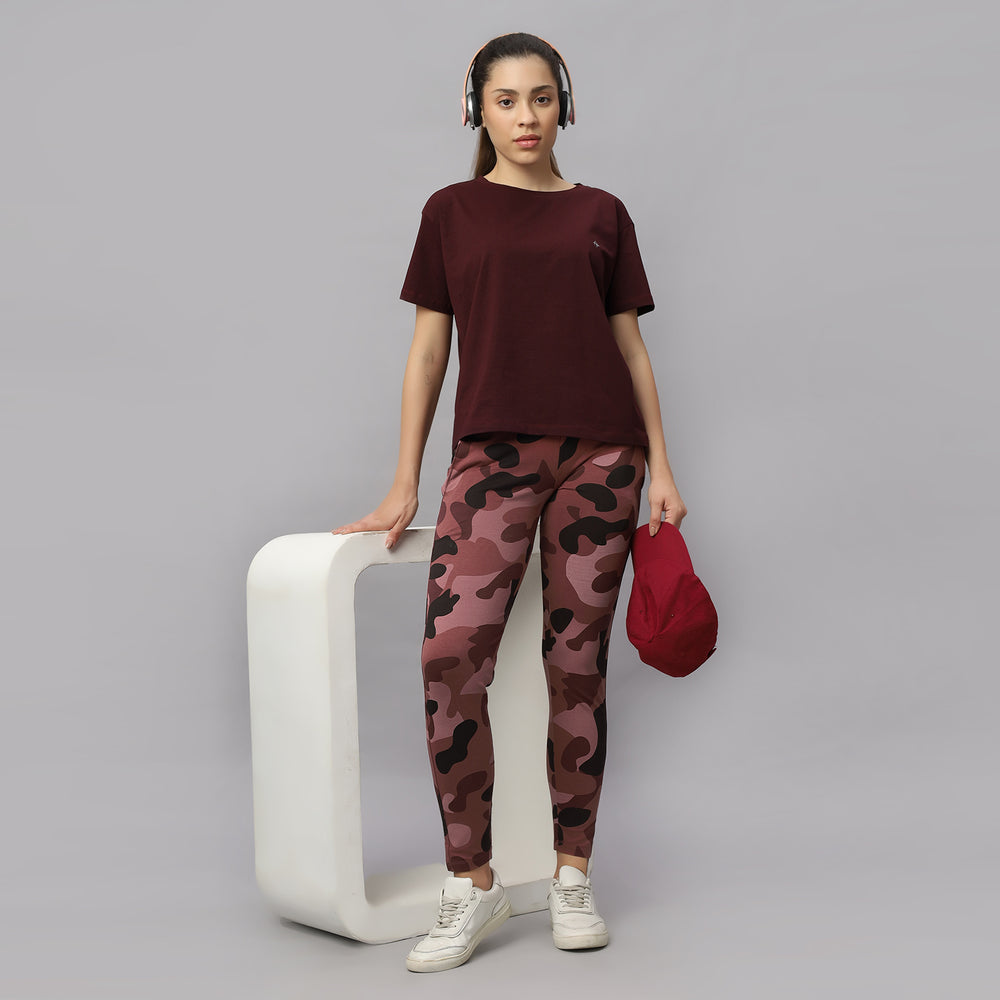 Camouflage Printed Cotton Four Way Stretched Women Track Pant.