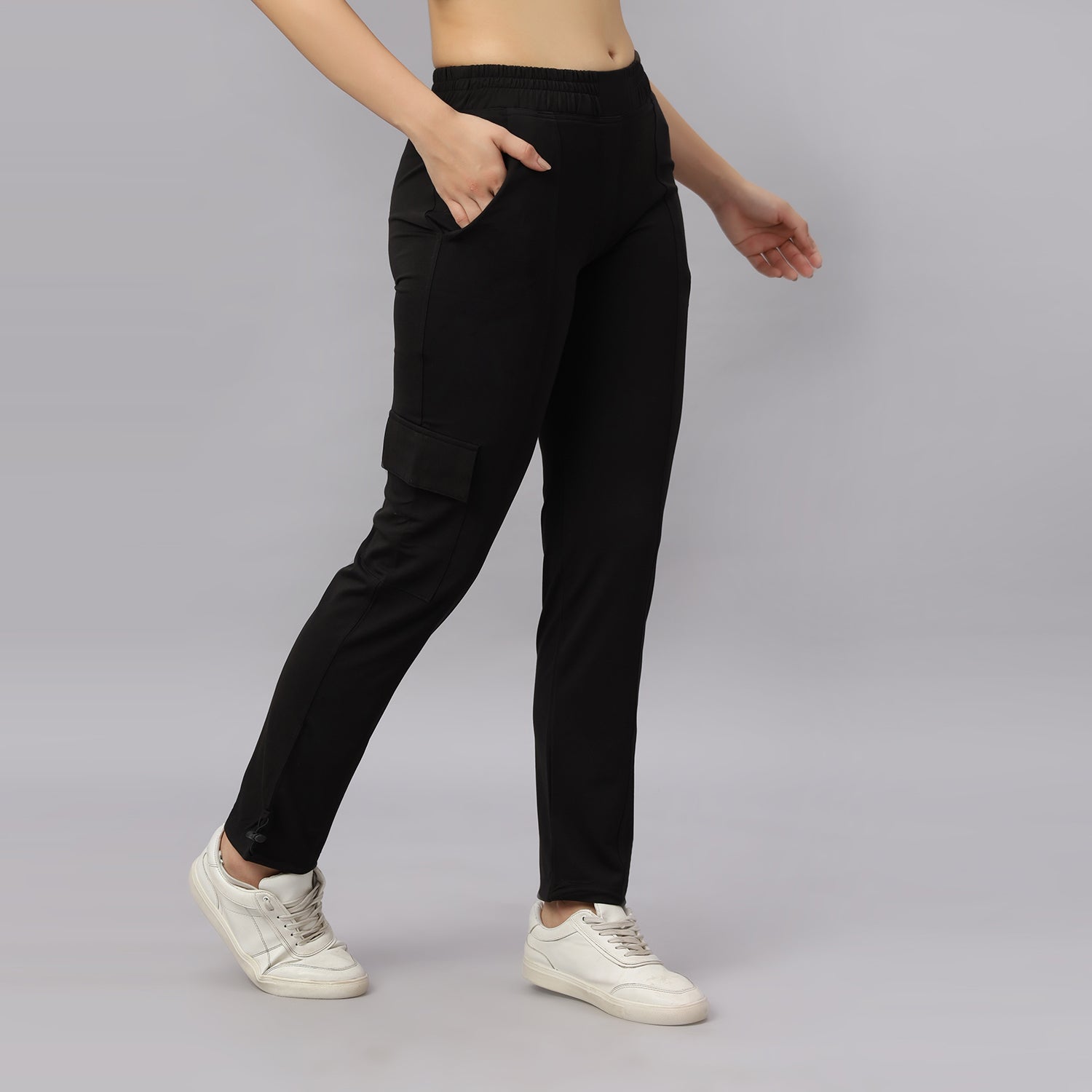 Four Way Stretched Comfort Fit Women's Track Pant With 3 Pockets