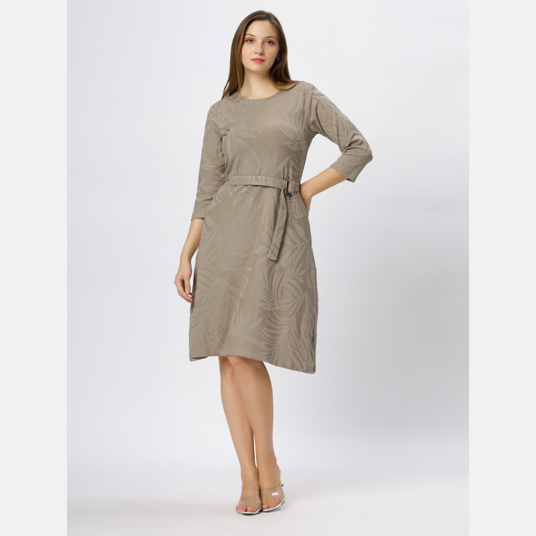 Astron - Round Neck Midi Dress For Women