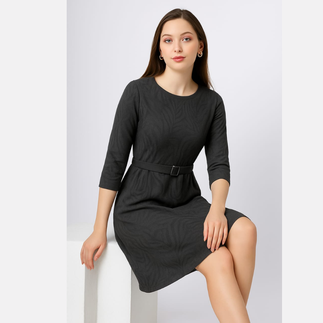 Astron - Round Neck Midi Dress For Women