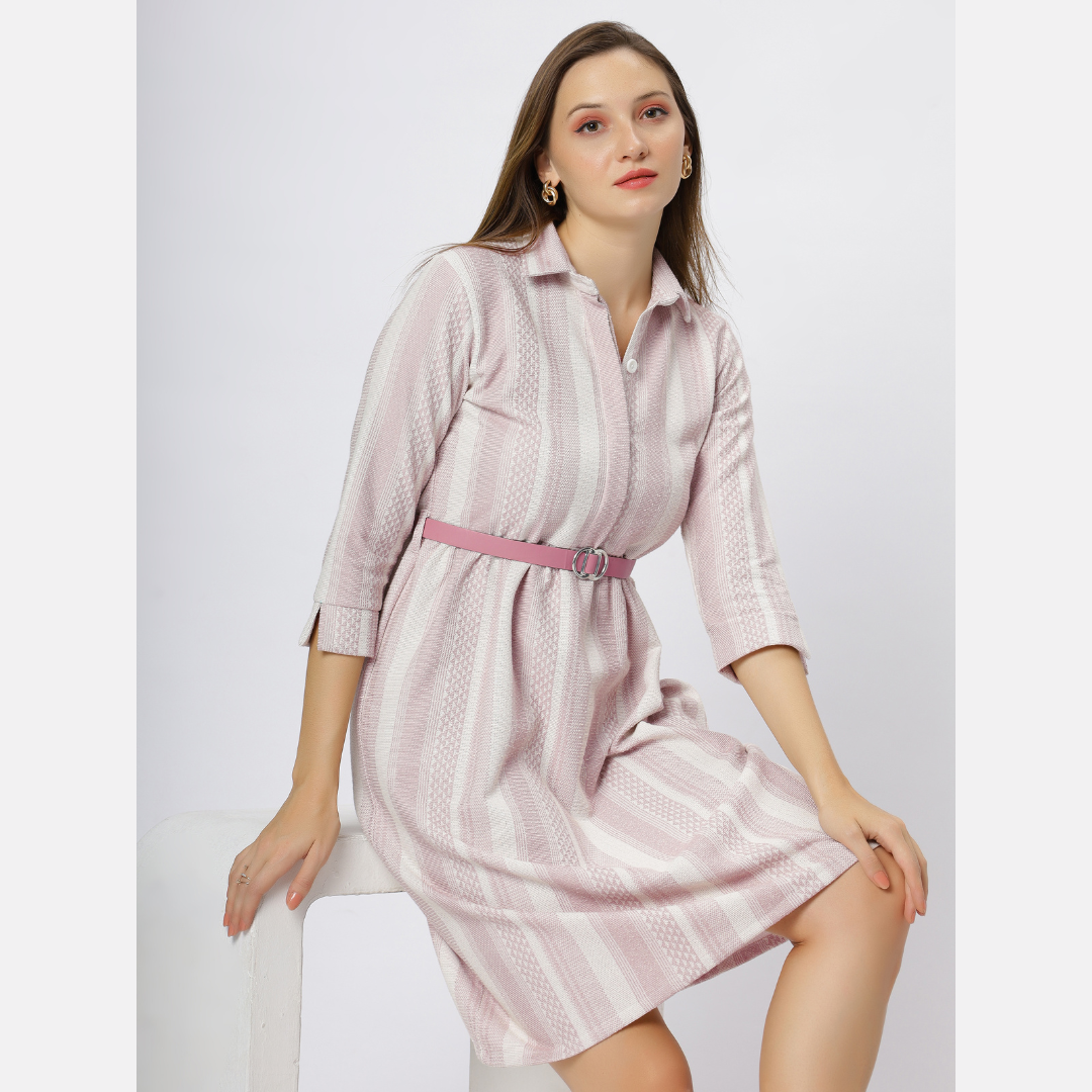 Astron - Polyester V-Neck Midi Dress For Women