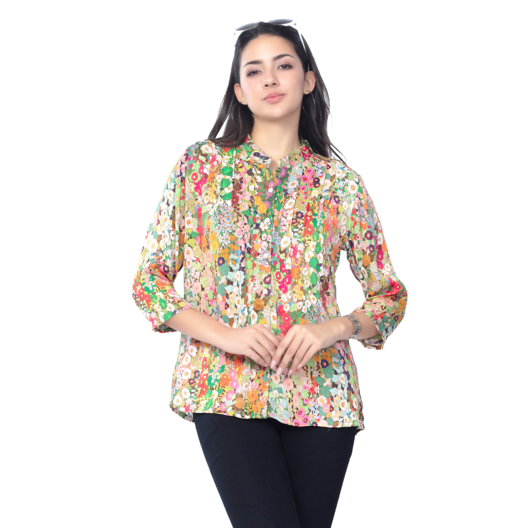 Astron – Pleated Sleeve Top for Women – Elegant Style