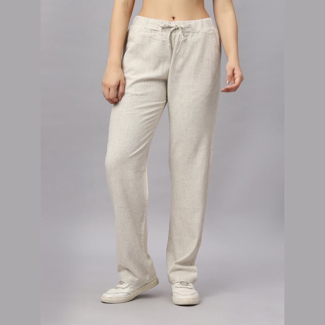 Astron – Women’s Straight Fit Natural Viscose Linen Pants