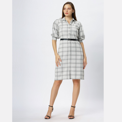 Astron - Button Front Collar Shirt Dress