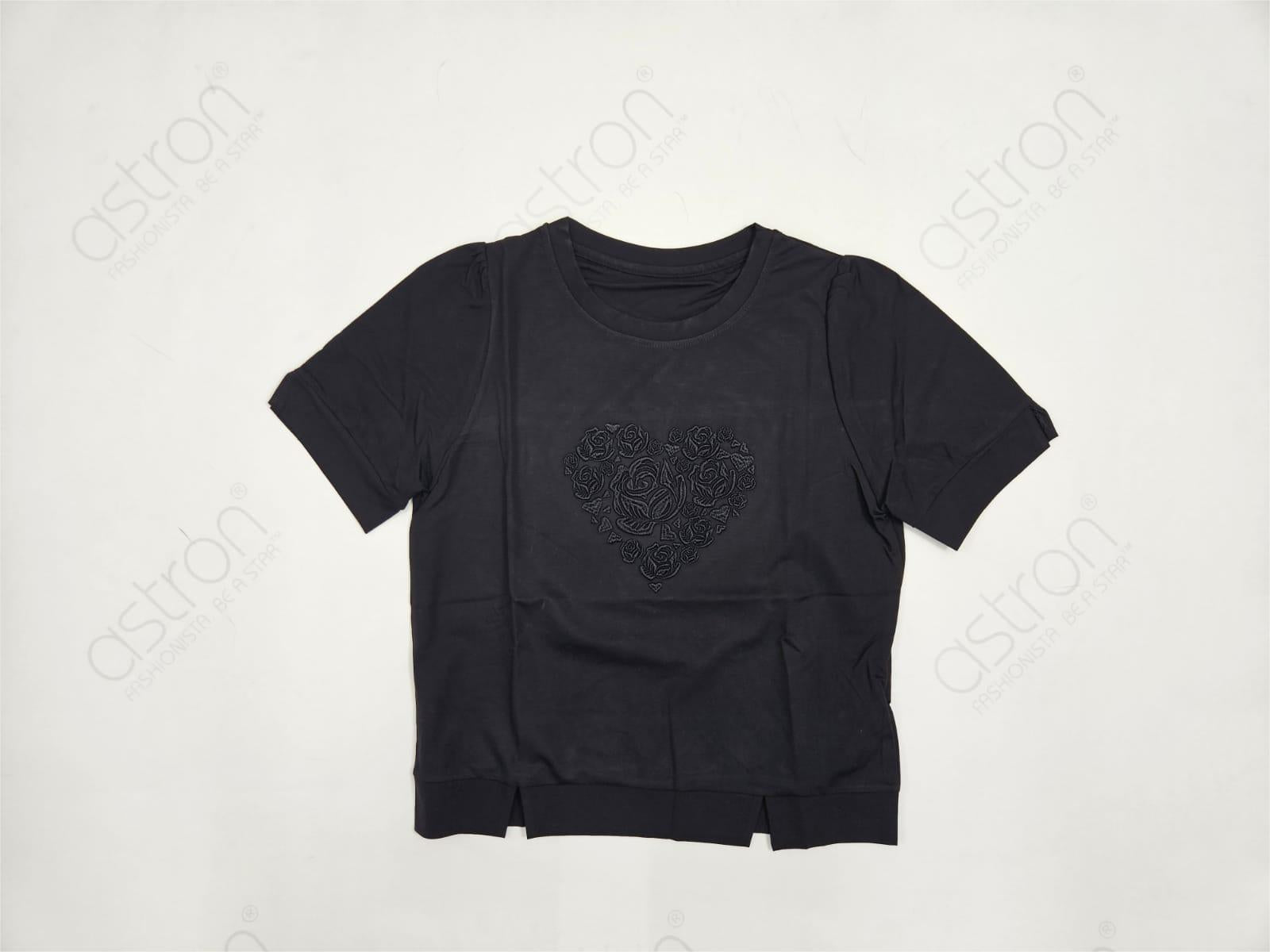 Women’s Embroidered Rose Motif Top