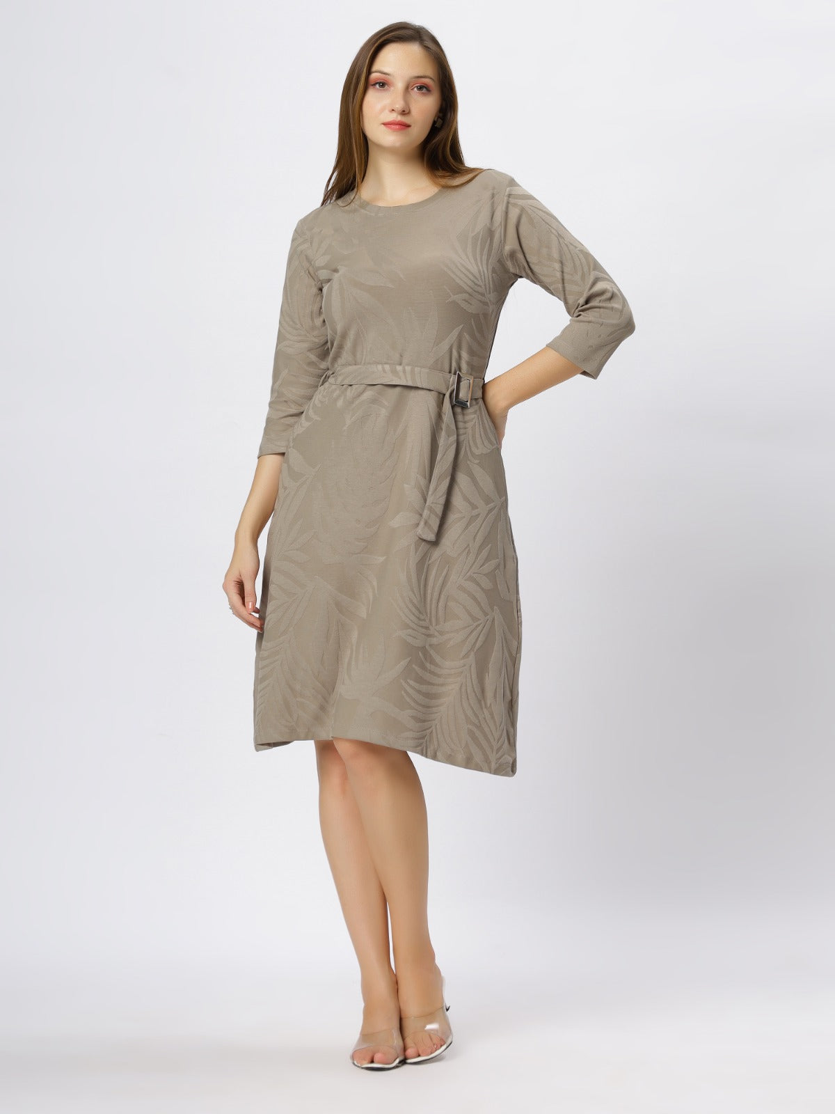 Astron - Round Neck Midi Dress For Women